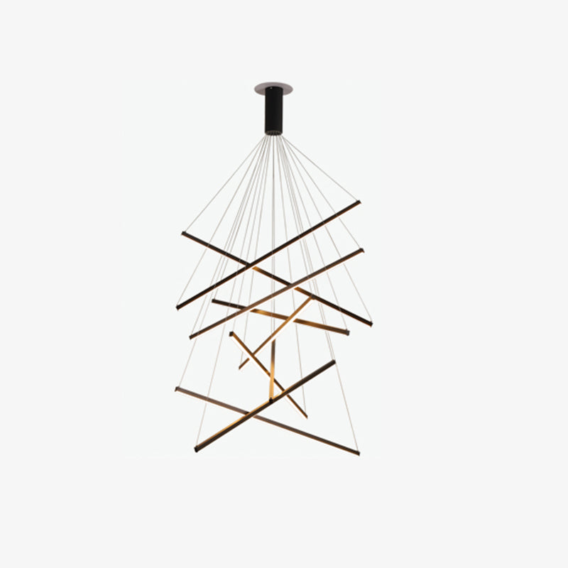 Nieuwe moderne zwarte lineaire kroonluchter verlichtingsarmaturen Metalen LED -hangende lamp voor woonkamer