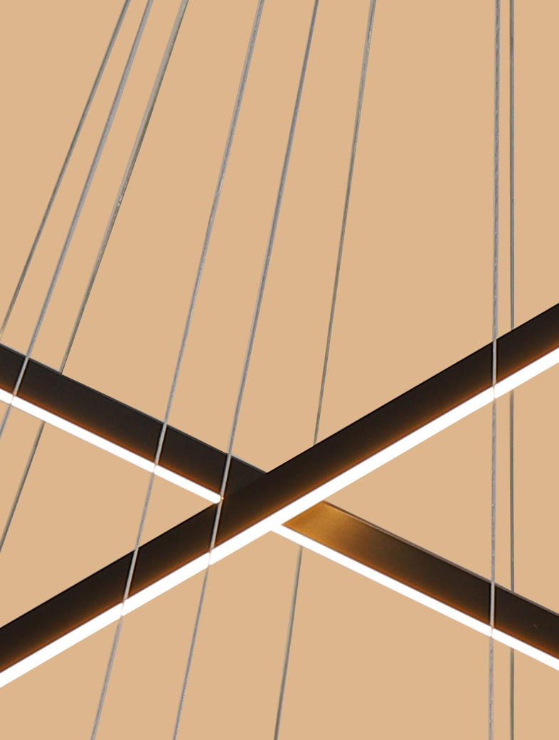 Nieuwe moderne zwarte lineaire kroonluchter verlichtingsarmaturen Metalen LED -hangende lamp voor woonkamer