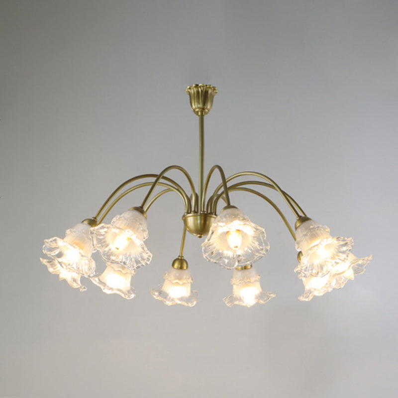 Floral Dining Room Chandelier Country Style Glass Suspension Lighting Fixture