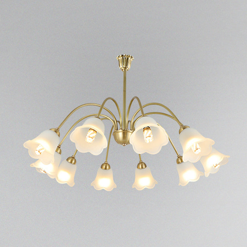 Floral Dining Room Chandelier Country Style Glass Suspension Lighting Fixture