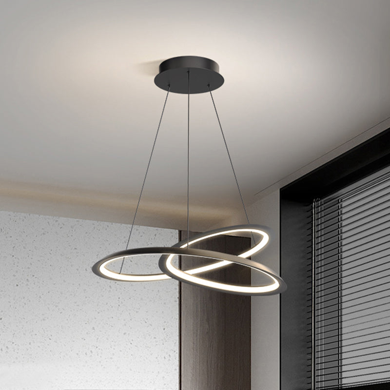 Black Aluminum Hanging Pendant Lights Contemporary Hanging Lamps for Living Room