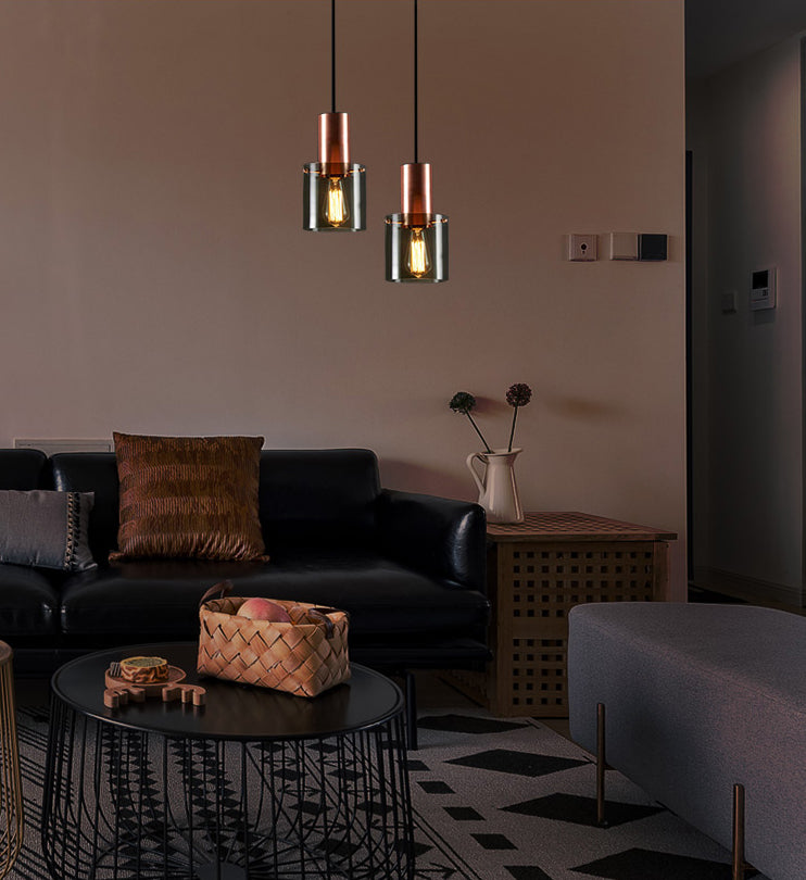 Metal Cylinder Pendant Light Nordic Modern Style Down Lighting for Living Room