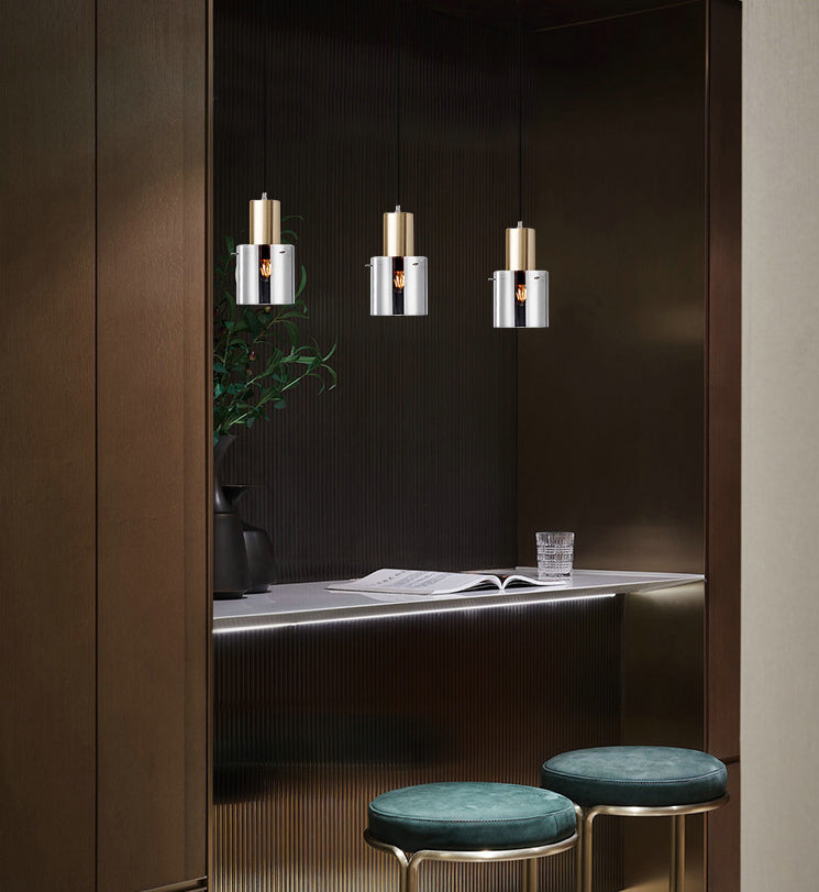 Metal Cylinder Pendant Light Nordic Modern Style Down Lighting for Living Room