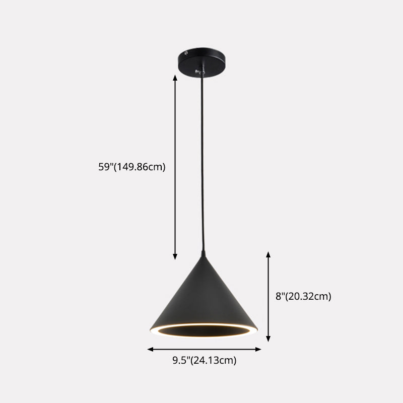 Cone Nordic Modern Pendant Light Metal 1-Light Down Lighting for Dining Room