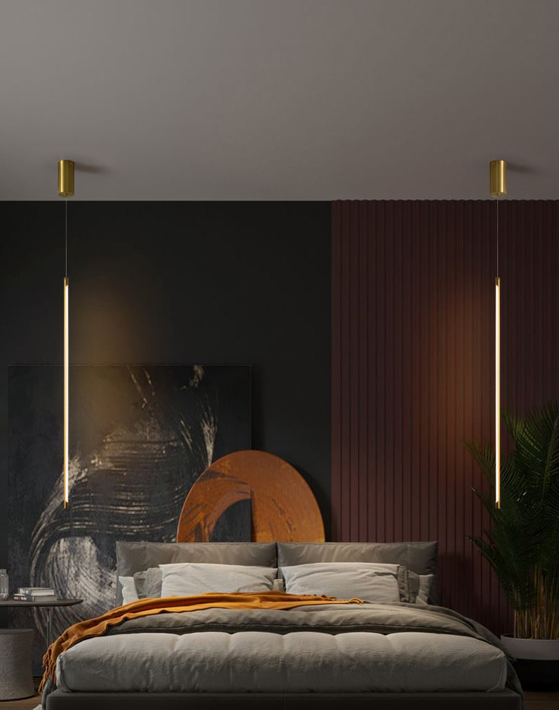 Metal New Modern Hanging Ceiling Light Linear 1-Light Pendant Light for Bedroom