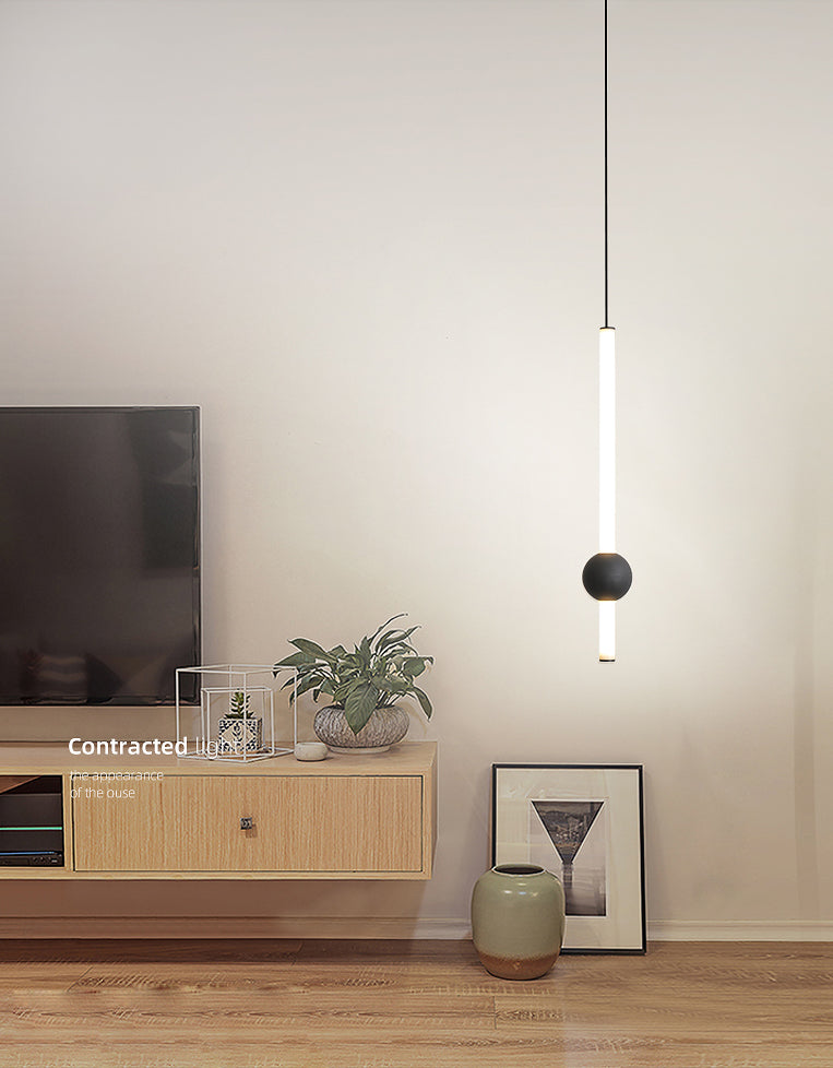 Minimalist LED Hanging Ceiling Light Metal 1-Light Linear Ceiling Pendant Light