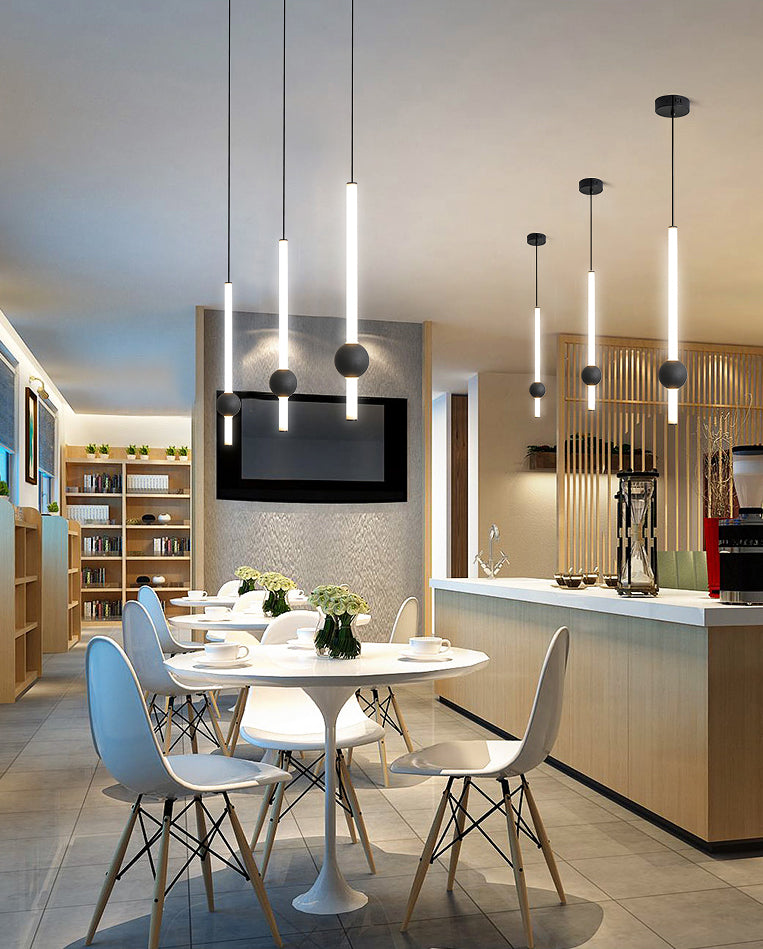 Minimalist LED Hanging Ceiling Light Metal 1-Light Linear Ceiling Pendant Light