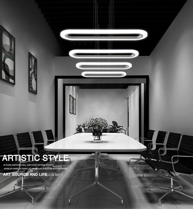 Nouveau éclairage de lustre linéaire en aluminium blanc moderne pour le bureau