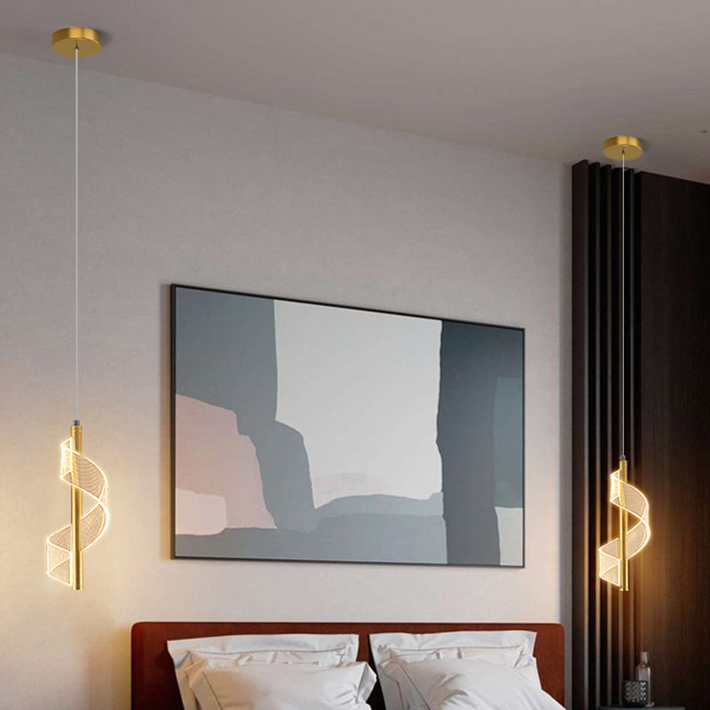 Contemporary Linear Hanging Light Kit Metal 1-Light Ceiling Light for Bedroom