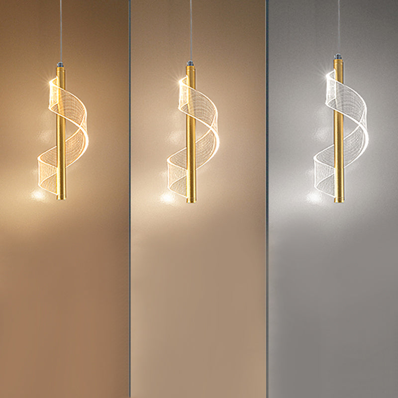 Contemporary Linear Hanging Light Kit Metal 1-Light Ceiling Light for Bedroom