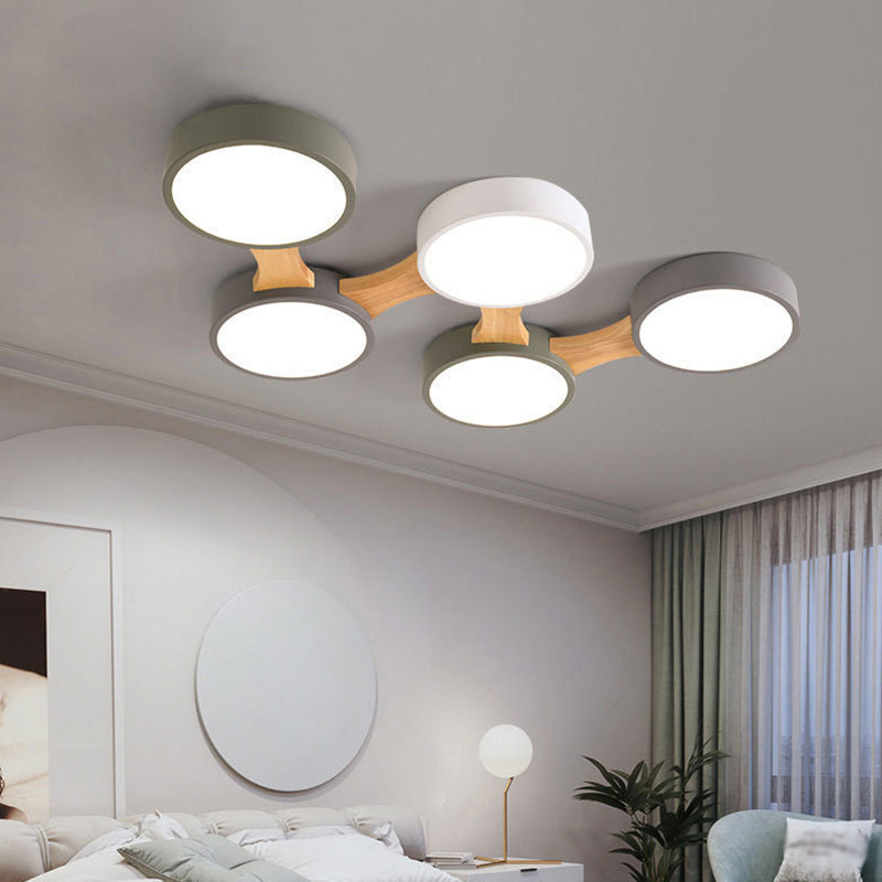 Moderne minimalistische LED-plafondlamp Houten Spoetnik Inbouw met acrylkap
