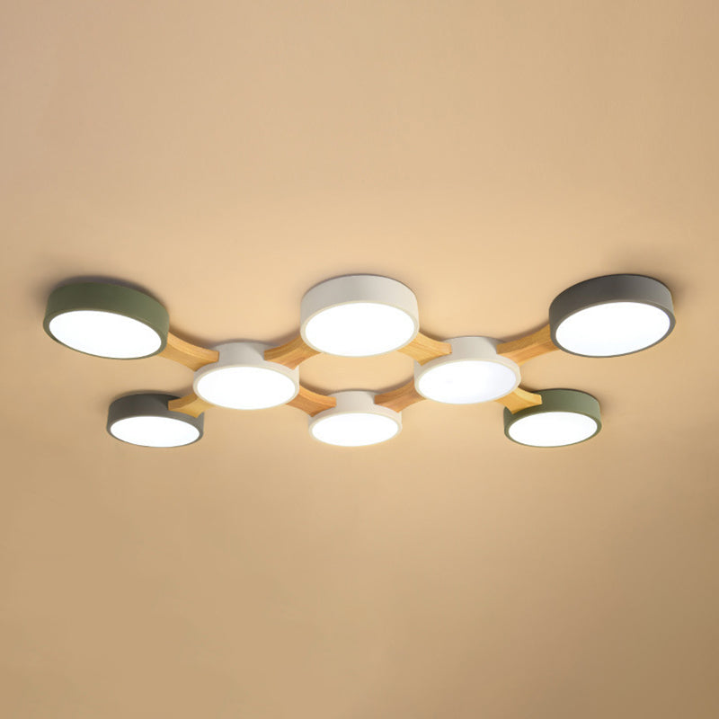 Moderne minimalistische LED-plafondlamp Houten Spoetnik Inbouw met acrylkap