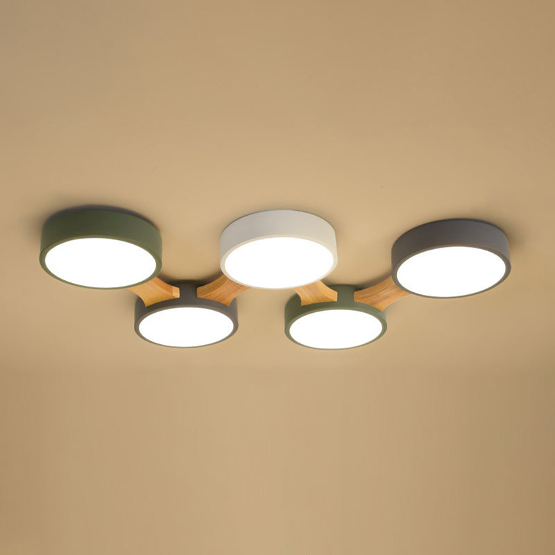 Moderne minimalistische LED-plafondlamp Houten Spoetnik Inbouw met acrylkap