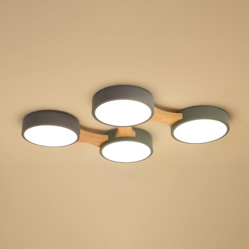 Moderne minimalistische LED-plafondlamp Houten Spoetnik Inbouw met acrylkap