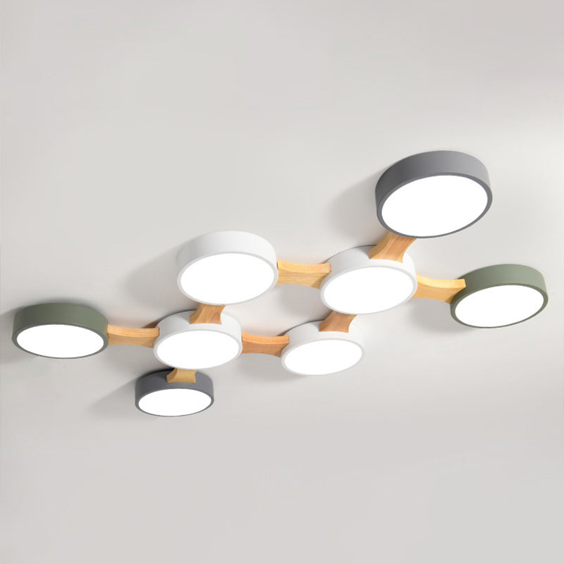 Moderne minimalistische LED-plafondlamp Houten Spoetnik Inbouw met acrylkap
