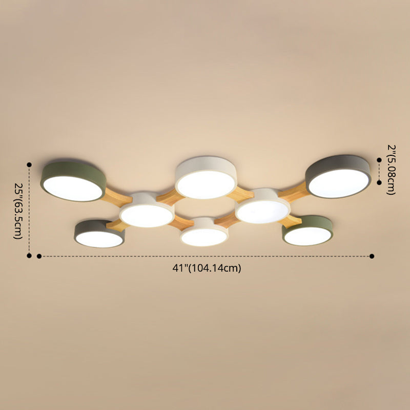 Moderne minimalistische LED-plafondlamp Houten Spoetnik Inbouw met acrylkap
