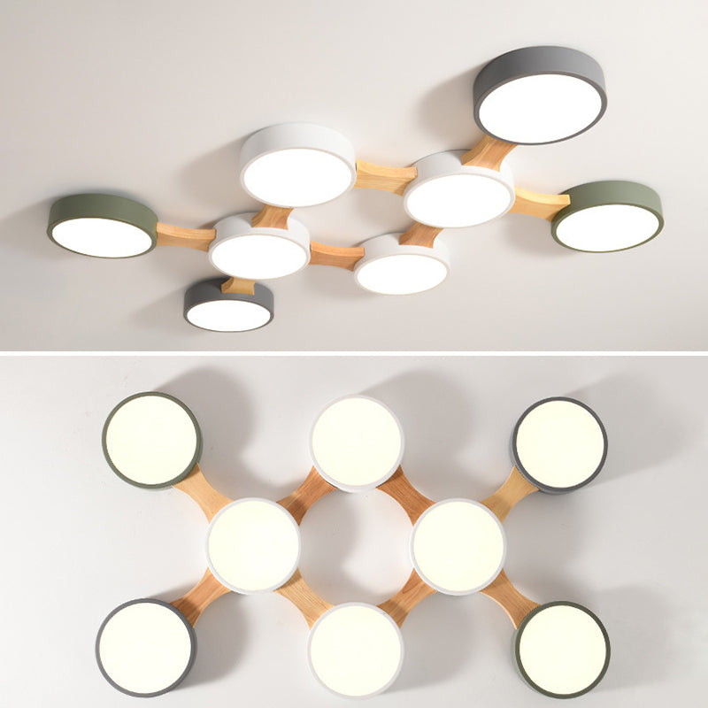 Moderne minimalistische LED-plafondlamp Houten Spoetnik Inbouw met acrylkap