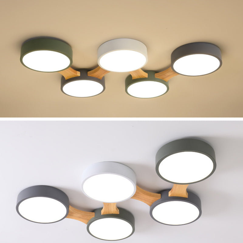 Moderne minimalistische LED-plafondlamp Houten Spoetnik Inbouw met acrylkap