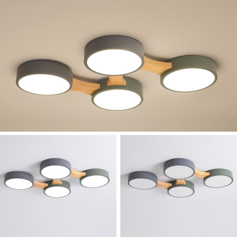 Moderne minimalistische LED-plafondlamp Houten Spoetnik Inbouw met acrylkap