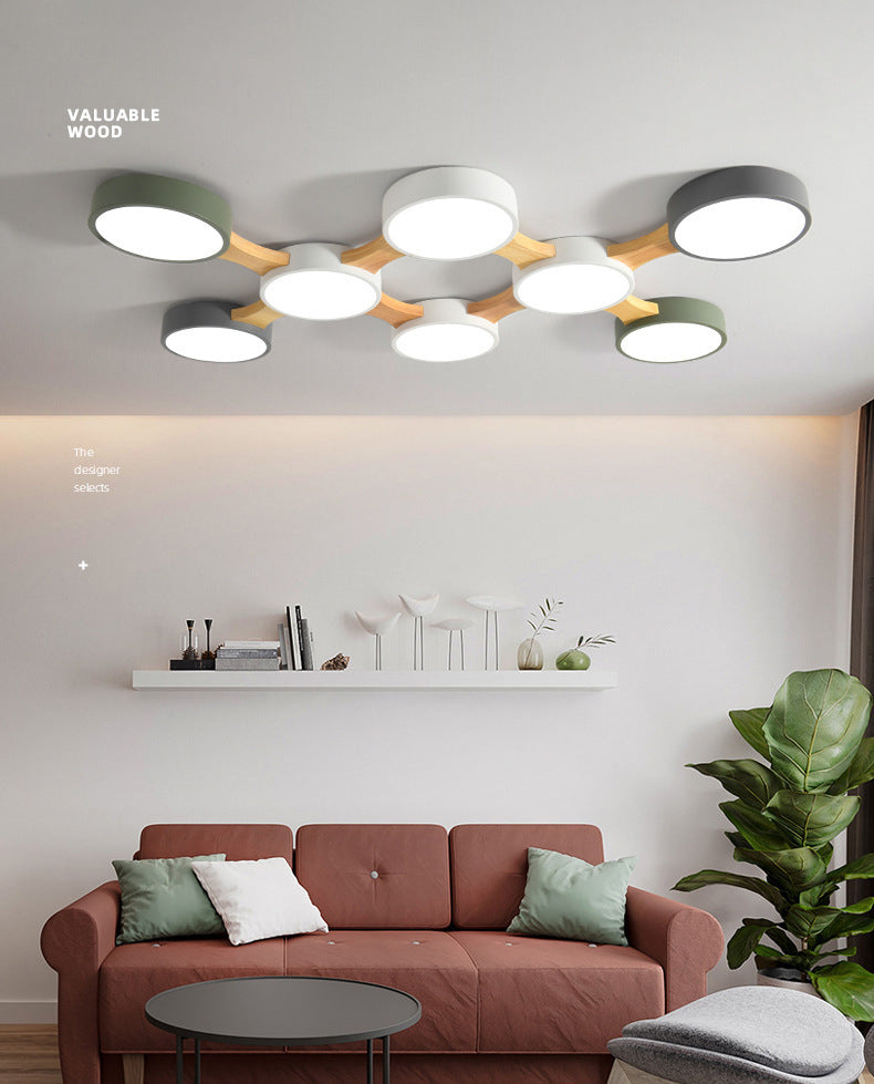 Moderne minimalistische LED-plafondlamp Houten Spoetnik Inbouw met acrylkap