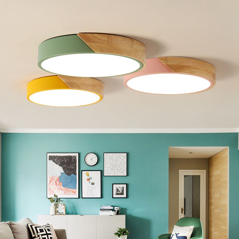 Soporte de vaciado de LED acrílico circular en estilo conciso moderno de hierro forjado de hierro forjado para espacios interiores