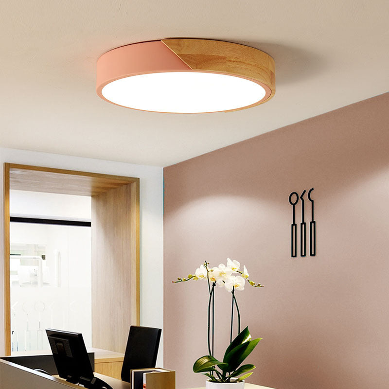 Soporte de vaciado de LED acrílico circular en estilo conciso moderno de hierro forjado de hierro forjado para espacios interiores