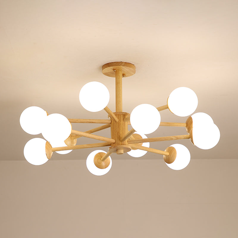 Modern Simplicity Starburst Suspended Lighting Fixture Wood Hanging Ceiling Fixture for Restaurant