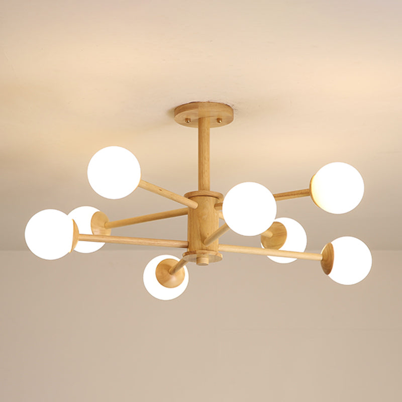 Modern Simplicity Starburst Suspended Lighting Fixture Wood Hanging Ceiling Fixture for Restaurant