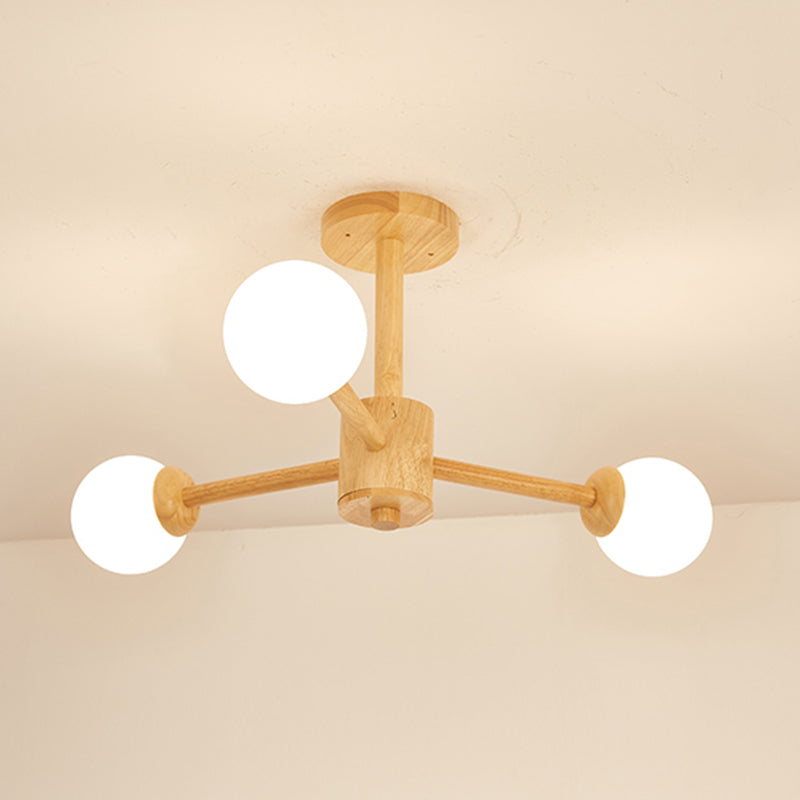 Modern Simplicity Starburst Suspended Lighting Fixture Wood Hanging Ceiling Fixture for Restaurant