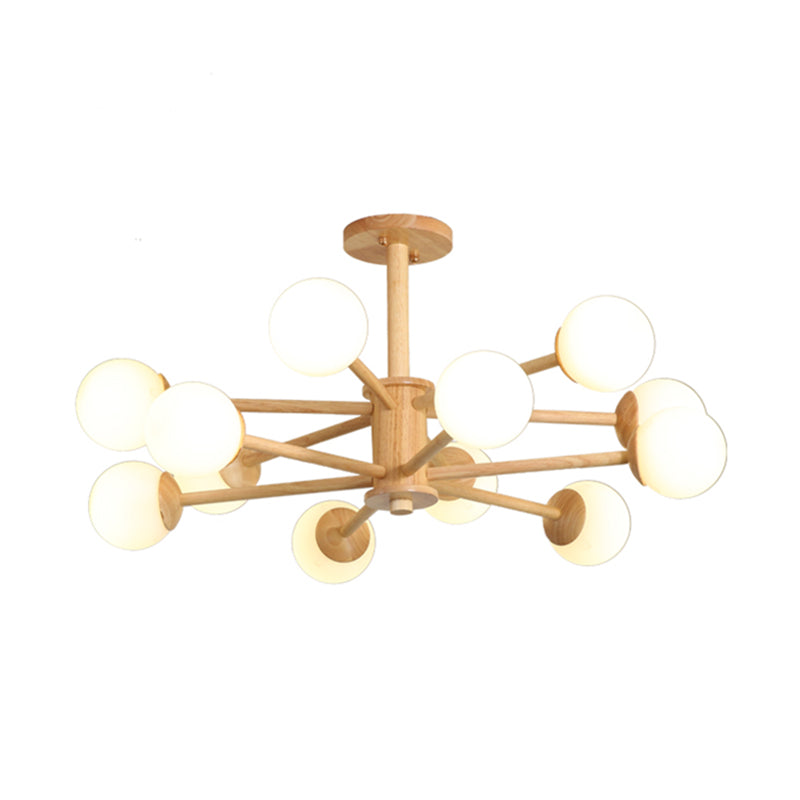 Modern Simplicity Starburst Suspended Lighting Fixture Wood Hanging Ceiling Fixture for Restaurant