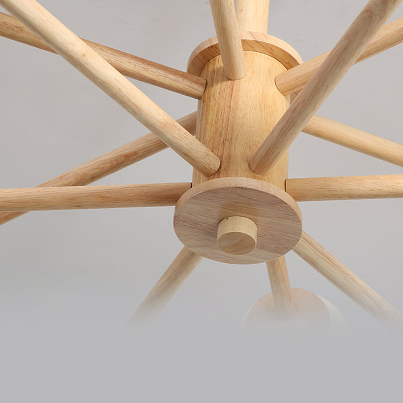 Modern Simplicity Starburst Suspended Lighting Fixture Wood Hanging Ceiling Fixture for Restaurant