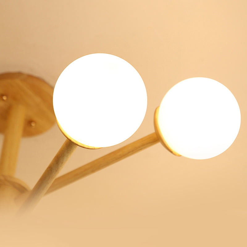 Modern Simplicity Starburst Suspended Lighting Fixture Wood Hanging Ceiling Fixture for Restaurant