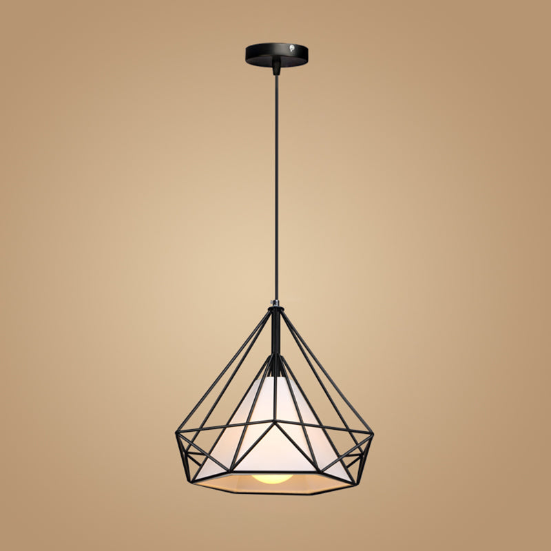 Retro Industrial Diamond Hanging Pendant Lights Metallic Hanging Light Fixture for Living Room