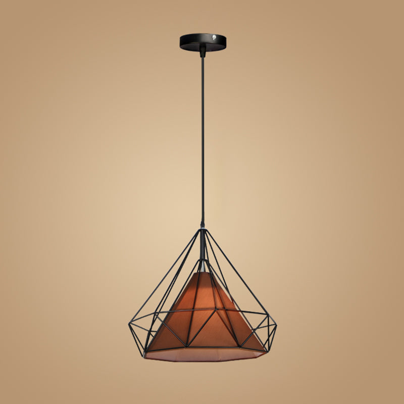 Retro Industrial Diamond Hanging Pendant Lights Metallic Hanging Light Fixture for Living Room