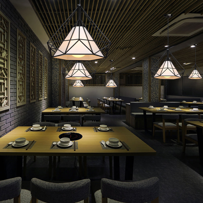 Retro Industrial Diamond Hanging Pendant Lights Metallic Hanging Light Fixture for Living Room