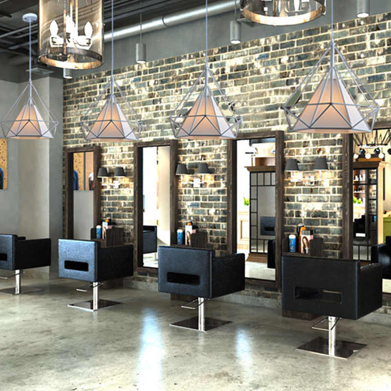 Retro Industrial Diamond Hanging Pendant Lights Metallic Hanging Light Fixture for Living Room