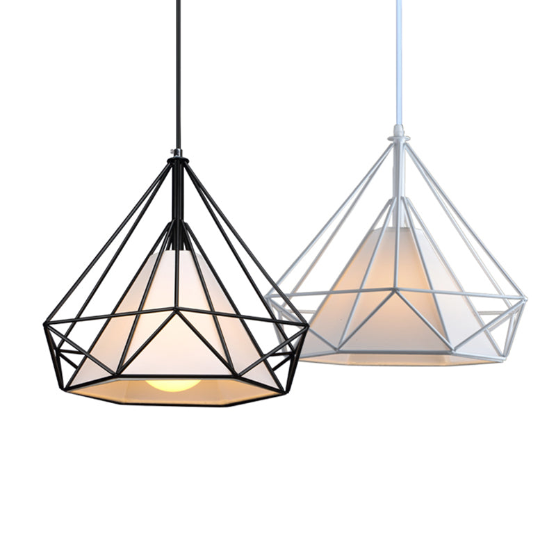 Retro Industrial Diamond Hanging Pendant Lights Metallic Hanging Light Fixture for Living Room