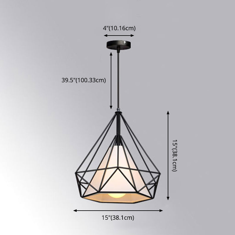 Retro Industrial Diamond Hanging Pendant Lights Metallic Hanging Light Fixture for Living Room