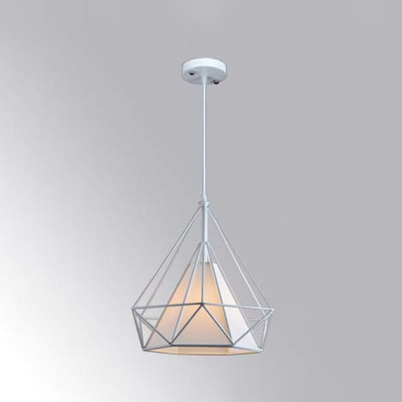 Retro Industrial Diamond Hanging Pendant Lights Metallic Hanging Light Fixture for Living Room