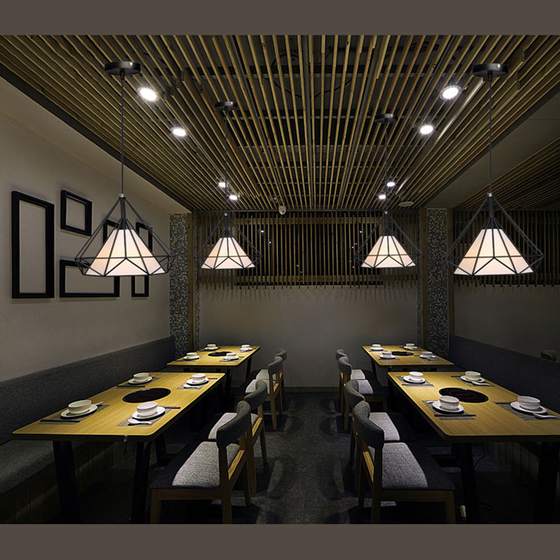 Retro Industrial Diamond Hanging Pendant Lights Metallic Hanging Light Fixture for Living Room