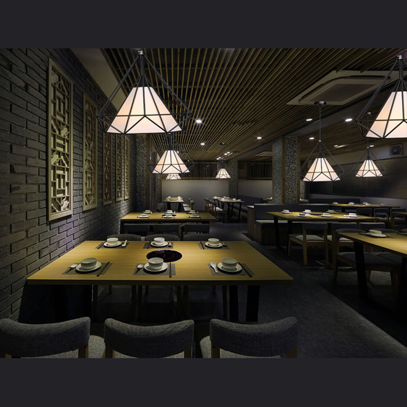 Retro Industrial Diamond Hanging Pendant Lights Metallic Hanging Light Fixture for Living Room