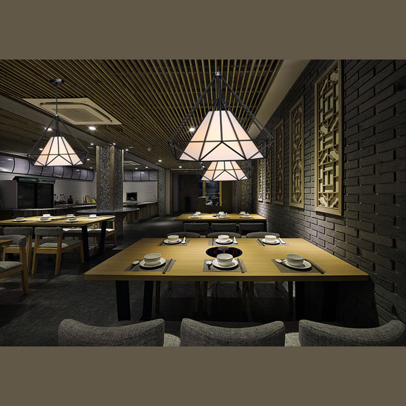 Retro Industrial Diamond Hanging Pendant Lights Metallic Hanging Light Fixture for Living Room