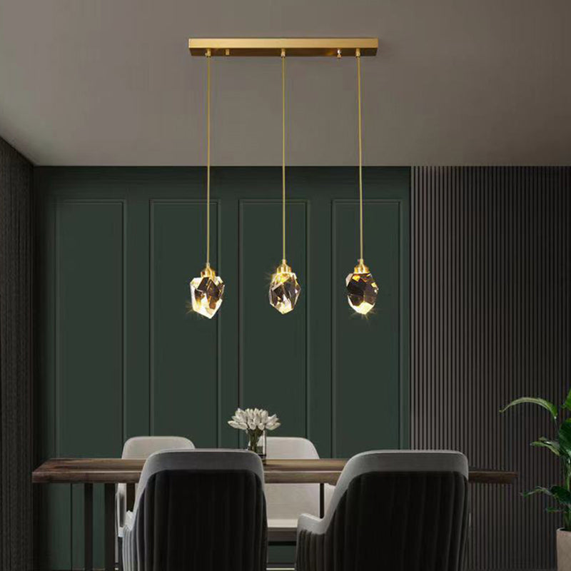Copper Gold LED Hanging Lamp in Modern Artistic Style Crystal Geometric Pendant Light for Dining Room