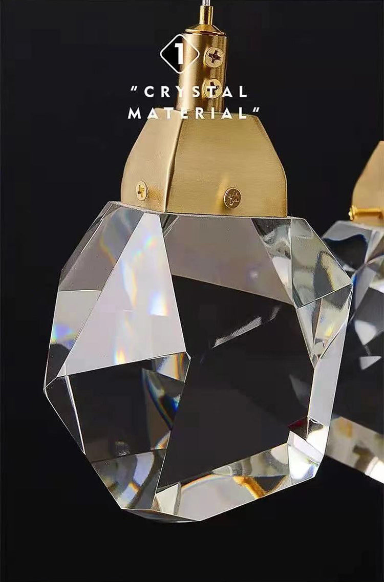 Copper Gold LED Hanging Lamp in Modern Artistic Style Crystal Geometric Pendant Light for Dining Room