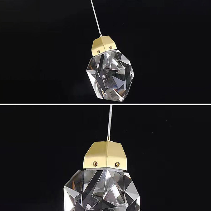 Copper Gold LED Hanging Lamp in Modern Artistic Style Crystal Geometric Pendant Light for Dining Room