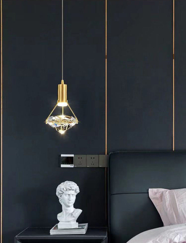 Brass Crystal LED hanglamp in moderne luxe stijl koper geometrische hanglamp voor slaapkamer