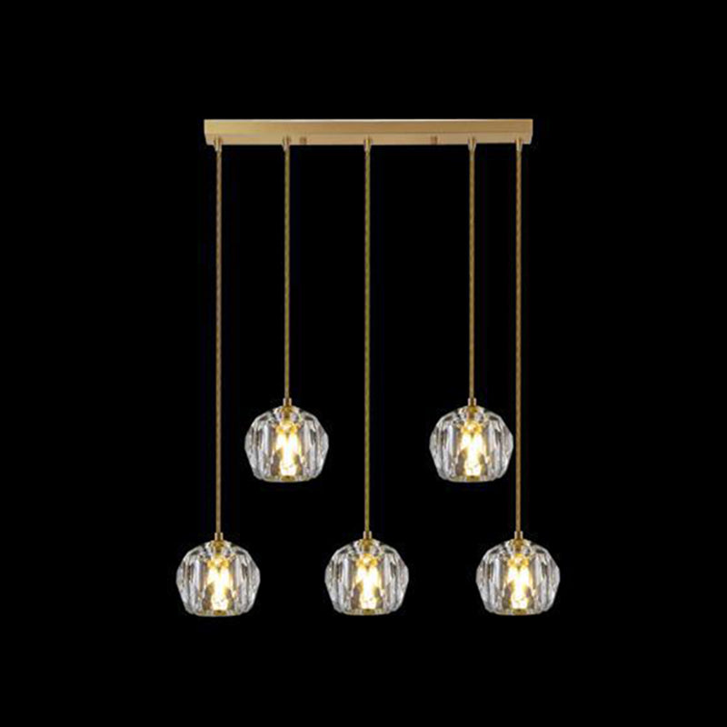 Kopergoudhangende lamp in moderne artistieke stijl kristallen geometrische hanglamp voor eetkamer