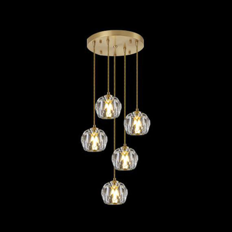 Kopergoudhangende lamp in moderne artistieke stijl kristallen geometrische hanglamp voor eetkamer