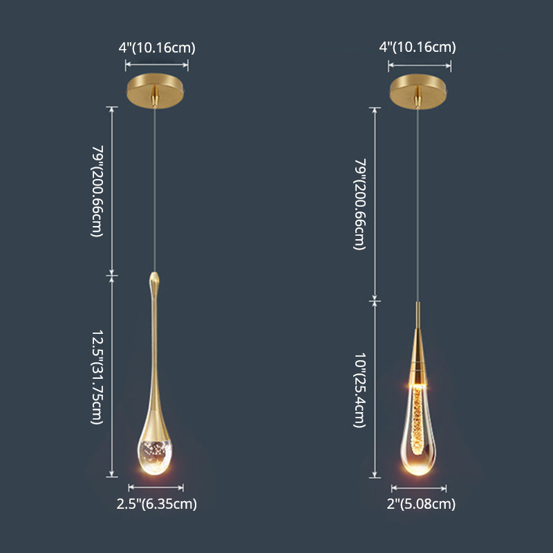 Luce a ciondolo a led lacrima oro in moderna luce in alluminio in alluminio in alluminio con tonalità di cristallo