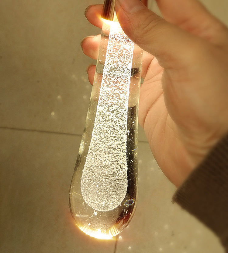 Luce a ciondolo a led lacrima oro in moderna luce in alluminio in alluminio in alluminio con tonalità di cristallo